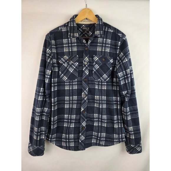 O'Neill Mens Flannel Shirt Size Small Blue Plaid Fleece Classic Fit Long Sleeve - Picture 1 of 12